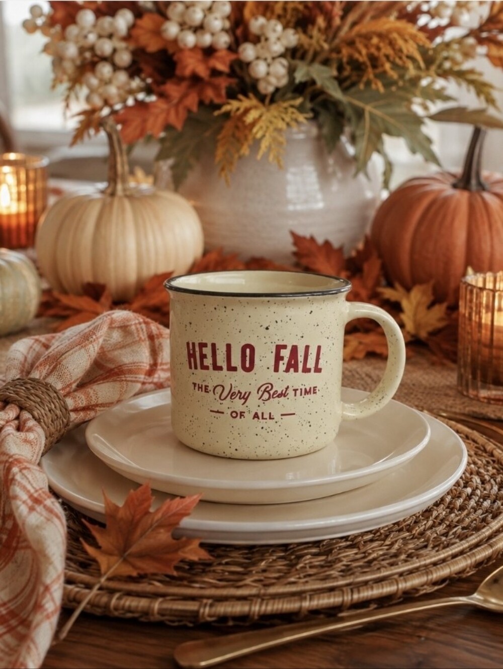 Fr & Co Fall Speckled Orange And Cream  Mug